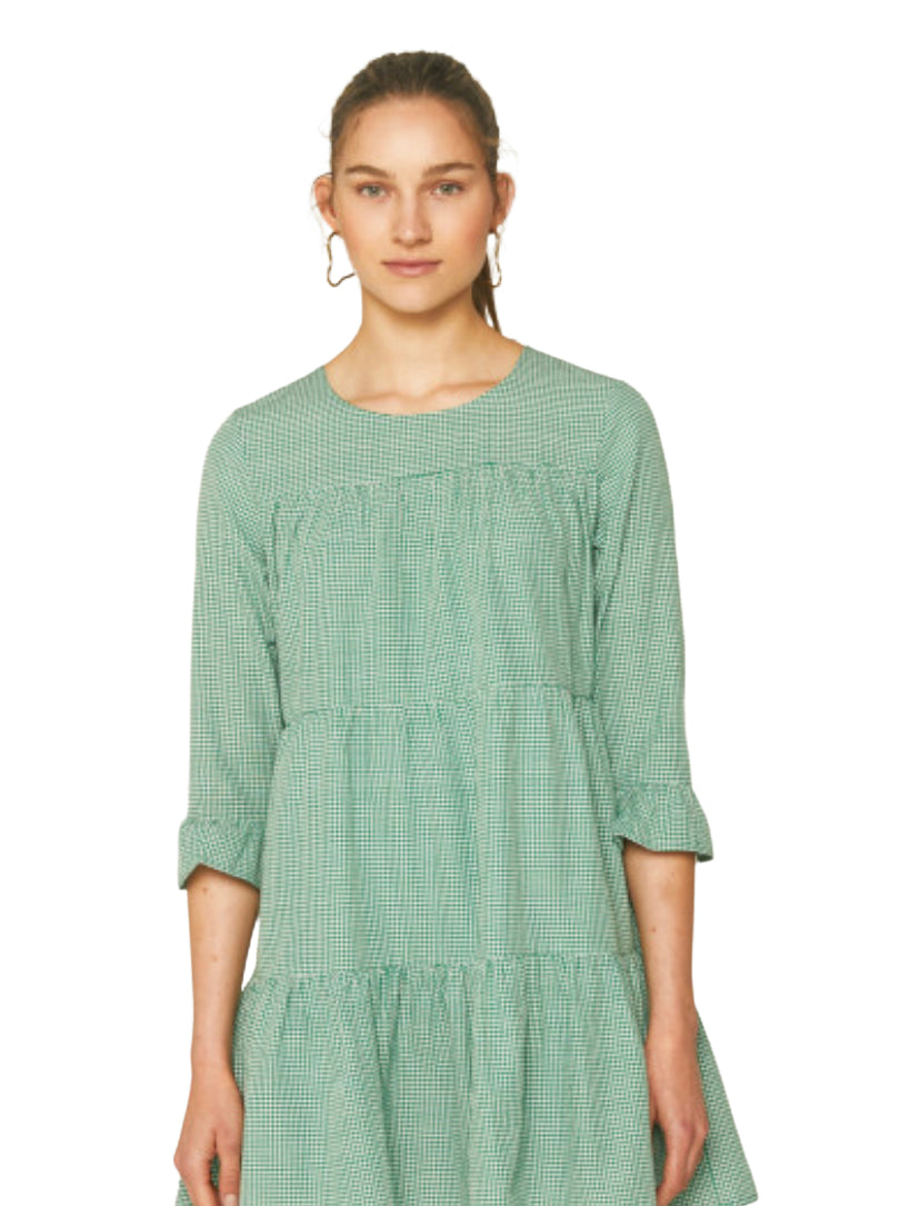 Apparel- Compania Fantastica Green Gingham Mini A Line Dress