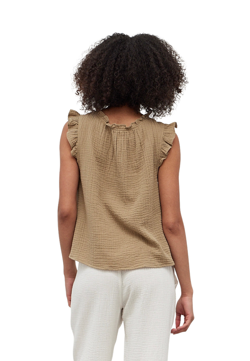 Apparel- Grade and Gather Double Gauze Ruffle Blouse