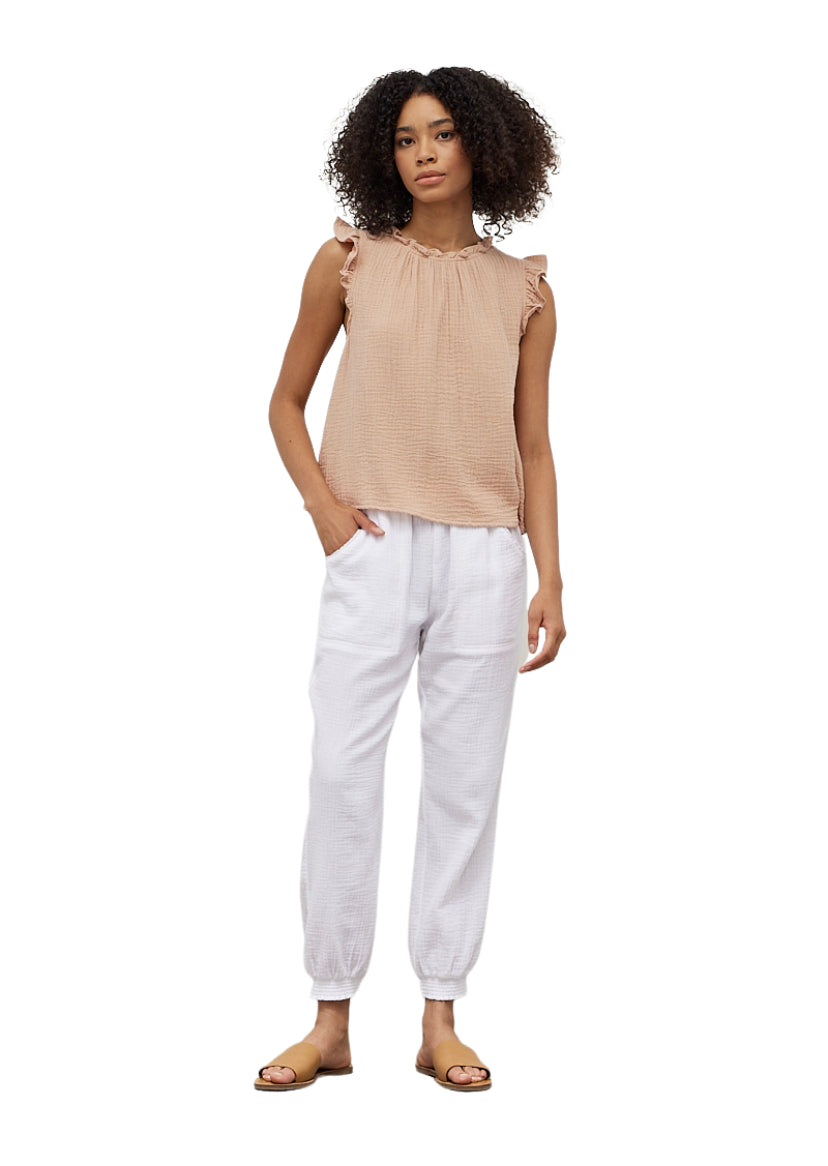 Apparel- Grade and Gather Double Gauze Ruffle Blouse