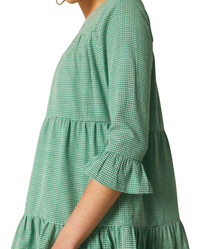 Apparel- Compania Fantastica Green Gingham Mini A Line Dress