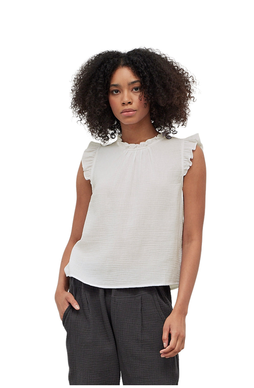 Apparel- Grade and Gather Double Gauze Ruffle Blouse