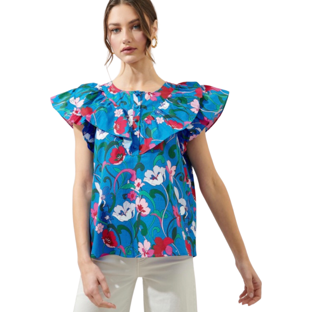 Apparel- Sugarlips Lucera Ruffled Henley Blouse