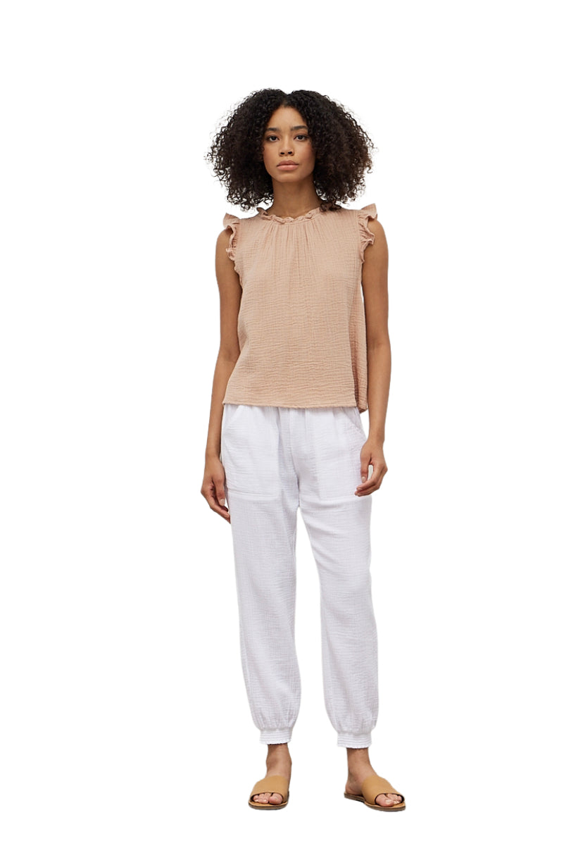 Apparel- Grade and Gather Double Gauze Ruffle Blouse