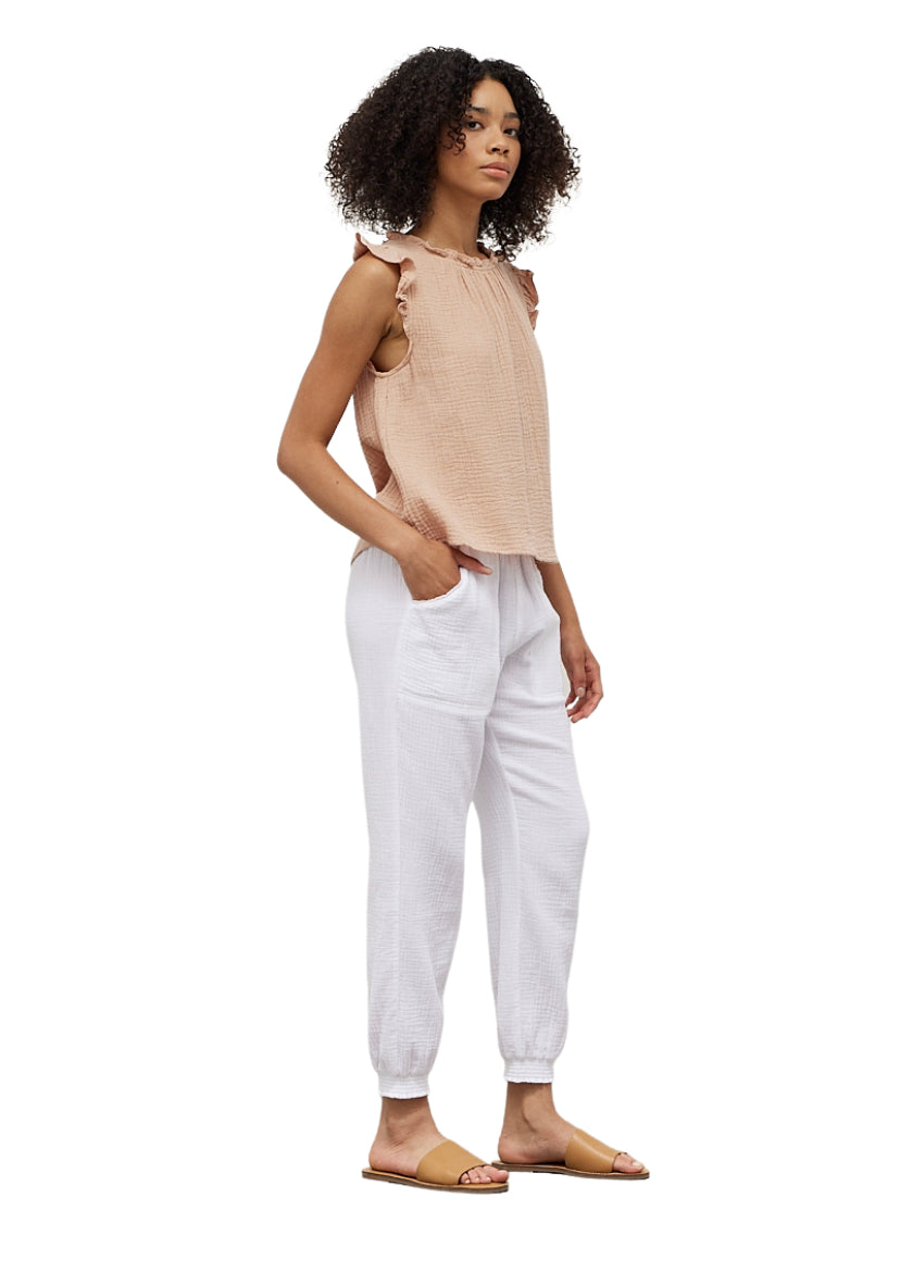 Apparel- Grade and Gather Double Gauze Ruffle Blouse