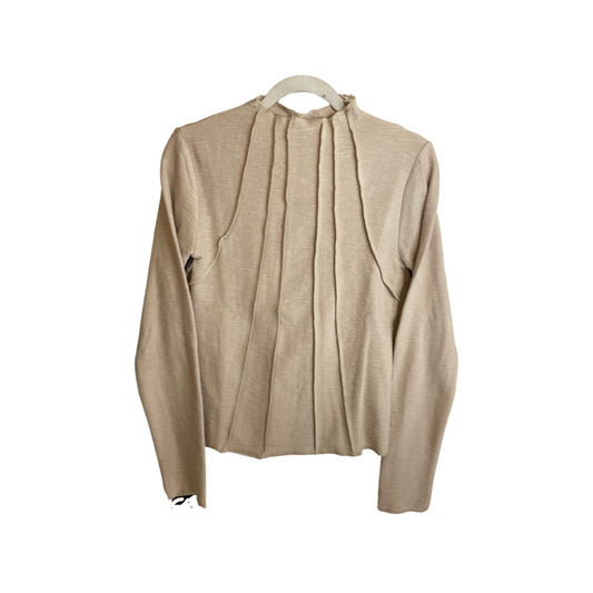 Apparel- Hem and Thread Pleated Mock Neck Long Sleeve Top