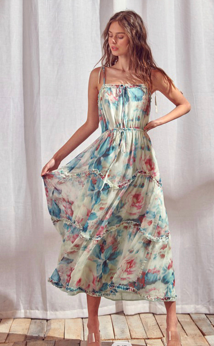 Watercolor floral maxi outlet dress