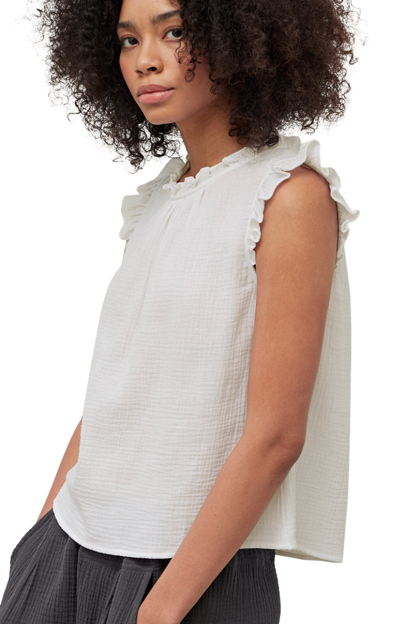 Apparel- Grade and Gather Double Gauze Ruffle Blouse