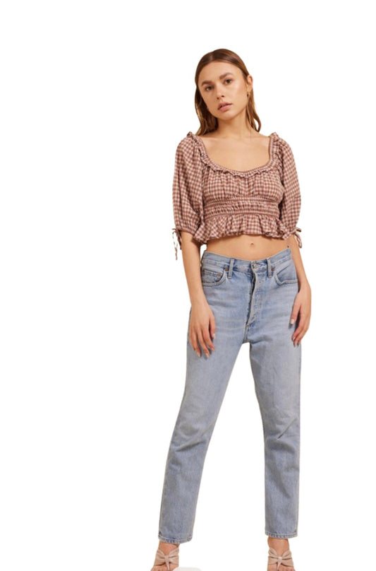 Apparel- Moodie Gingham Cropped Top