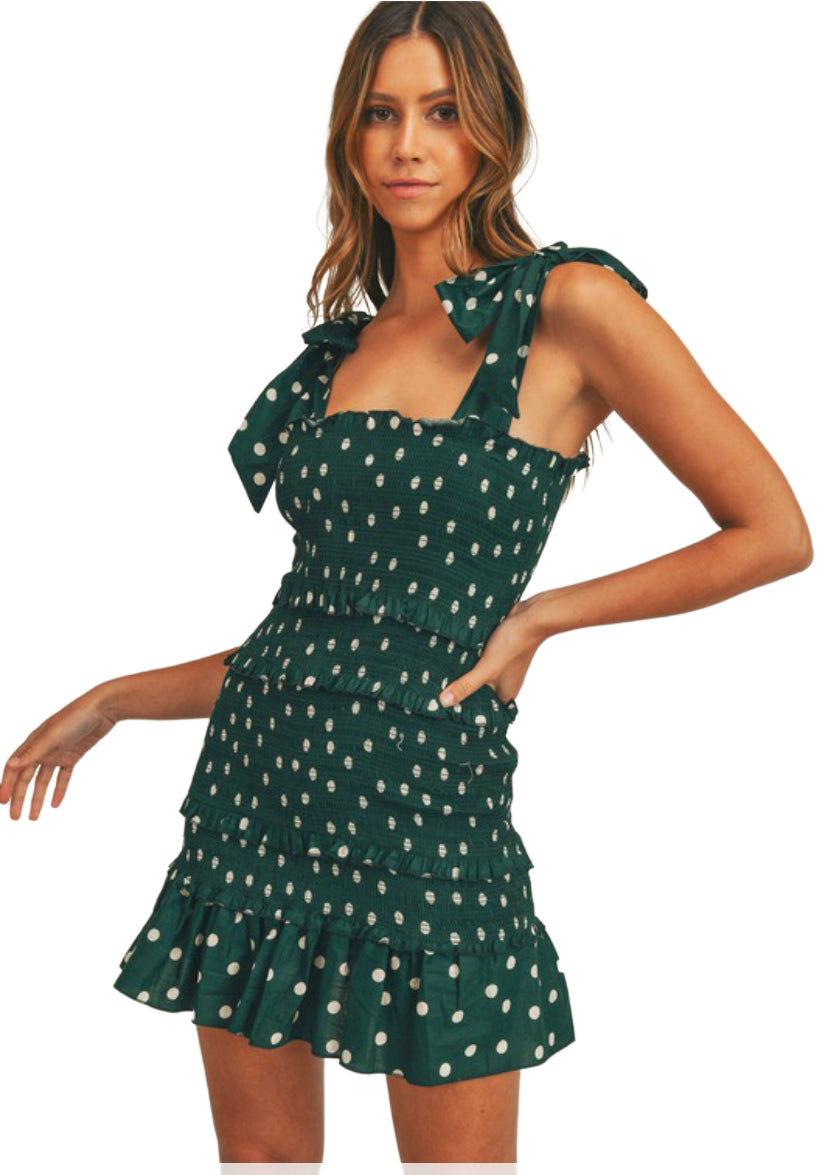 Apparel- Mable Polka Dot Smocked All Over Dress