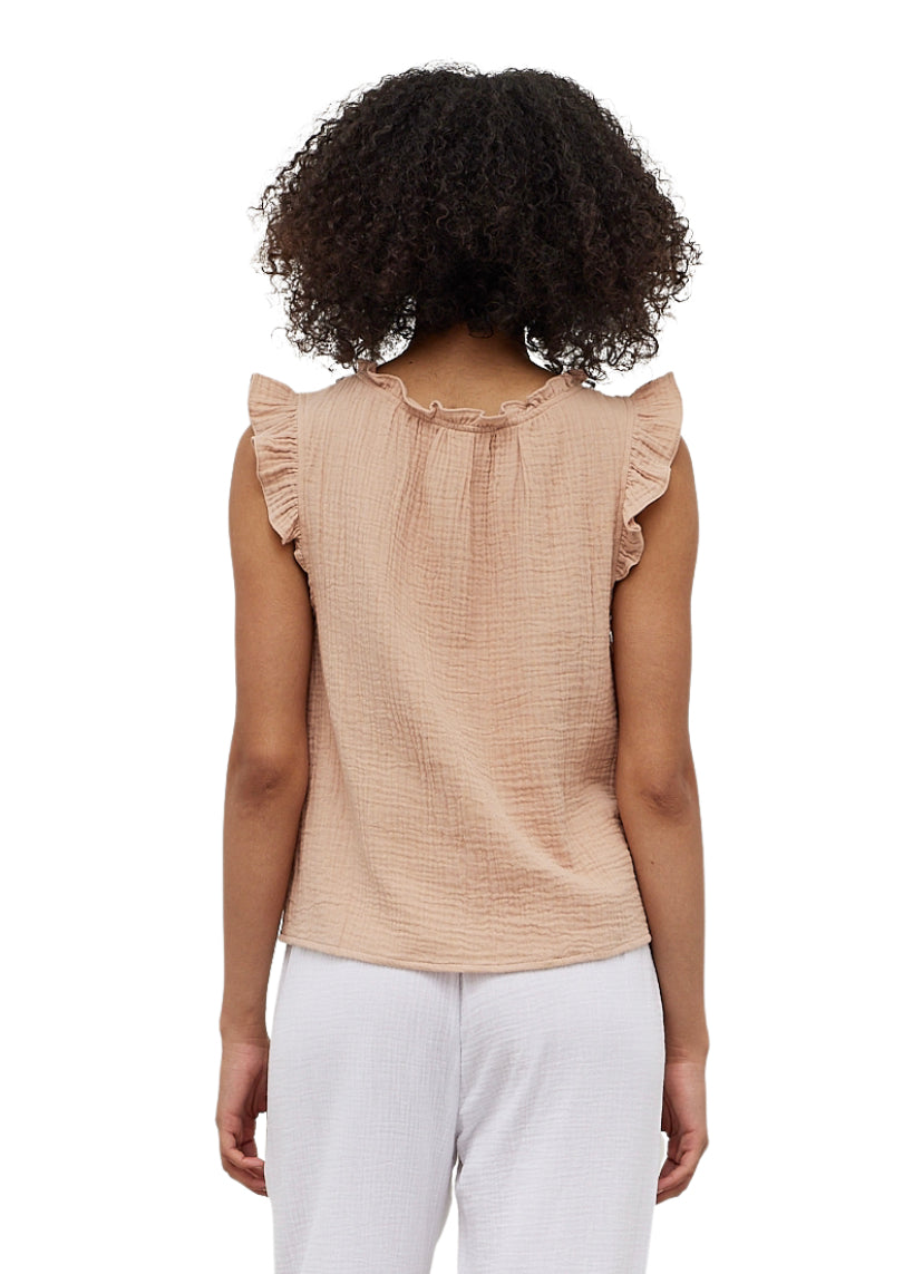 Apparel- Grade and Gather Double Gauze Ruffle Blouse