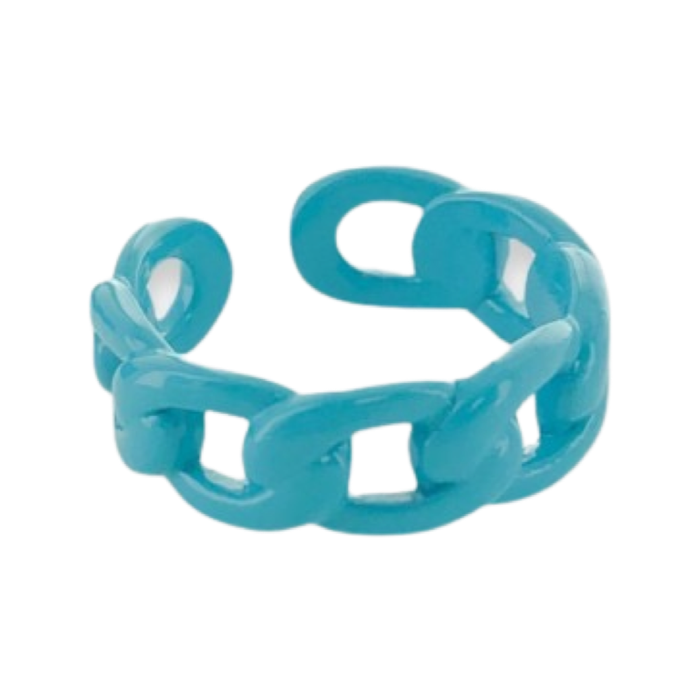 Rings- M&E Bling Enamel Chunky Curb Chain Ring