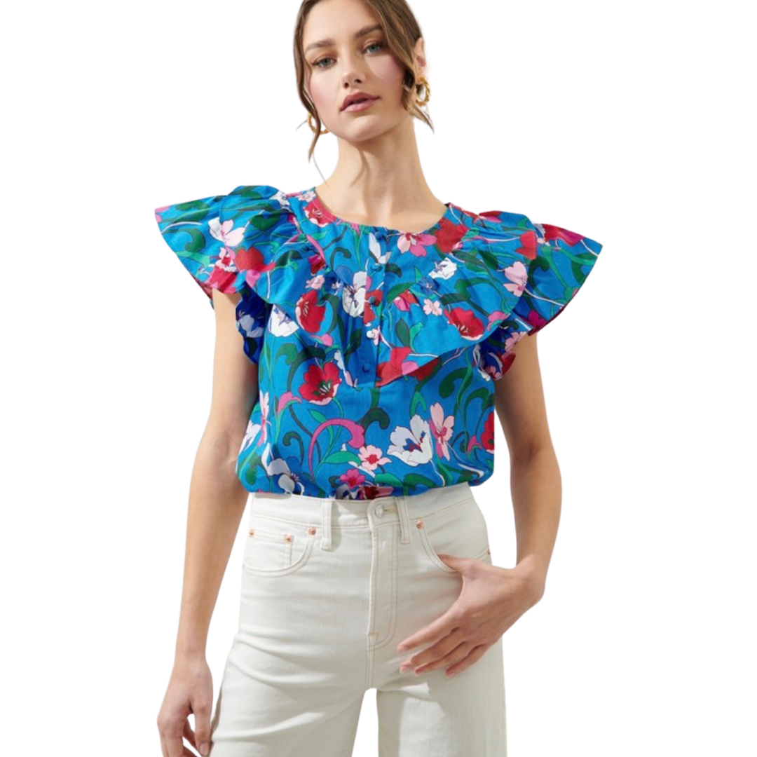 Apparel- Sugarlips Lucera Ruffled Henley Blouse